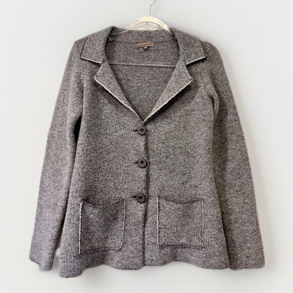 Cocogio Italian Wool Blazer Sweater Womens S Gray Classic Business Office Siren - Picture 1 of 6